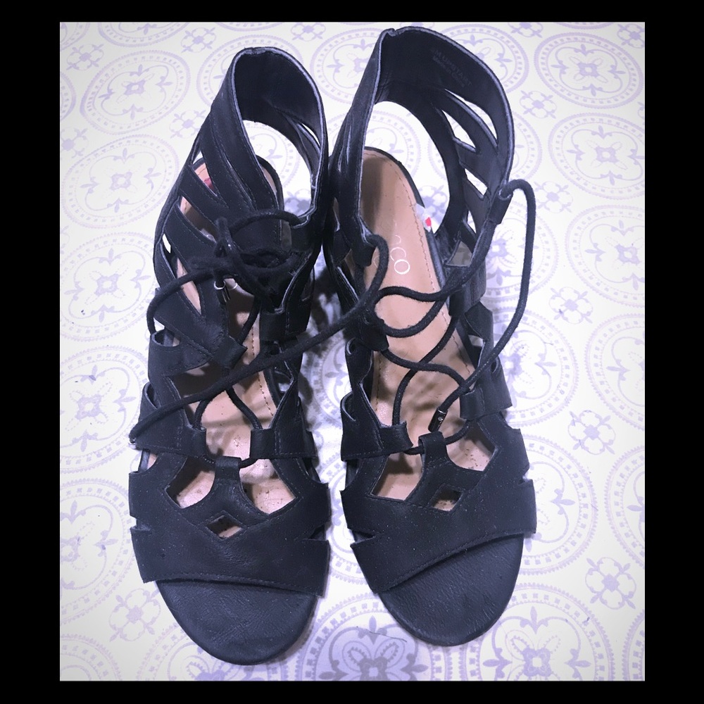 Black lace up sandals